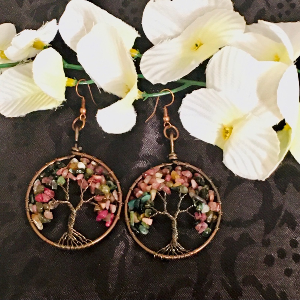 Tourmaline Tree of Life Earrings